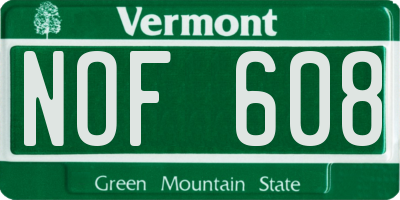 VT license plate NOF608