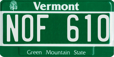 VT license plate NOF610