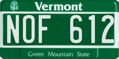 VT license plate NOF612