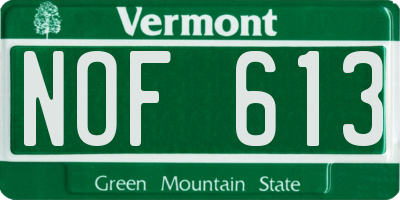 VT license plate NOF613