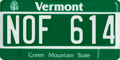 VT license plate NOF614