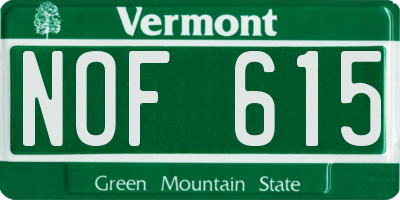 VT license plate NOF615