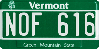 VT license plate NOF616