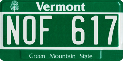 VT license plate NOF617