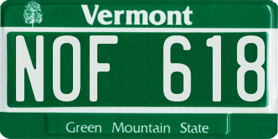 VT license plate NOF618