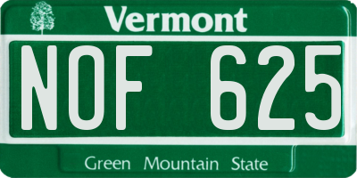 VT license plate NOF625