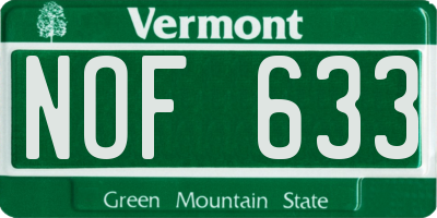 VT license plate NOF633