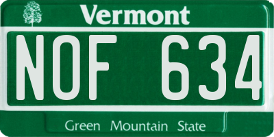VT license plate NOF634