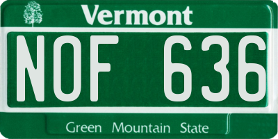 VT license plate NOF636