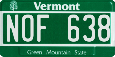 VT license plate NOF638