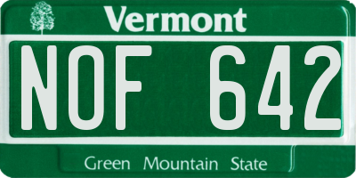 VT license plate NOF642