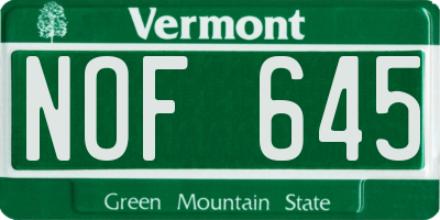 VT license plate NOF645