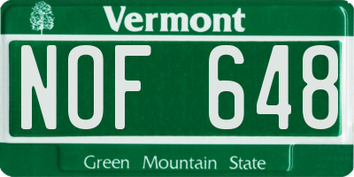 VT license plate NOF648