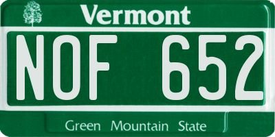 VT license plate NOF652