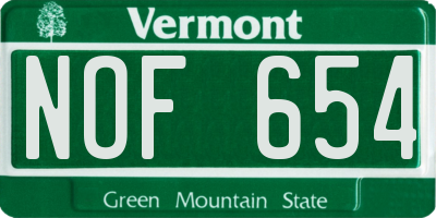 VT license plate NOF654