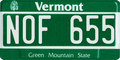 VT license plate NOF655