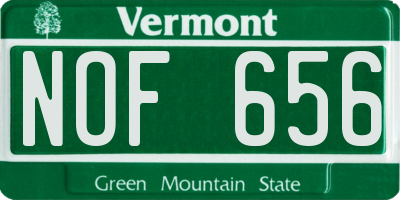 VT license plate NOF656