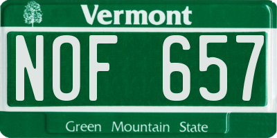 VT license plate NOF657
