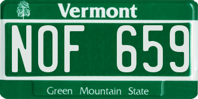 VT license plate NOF659