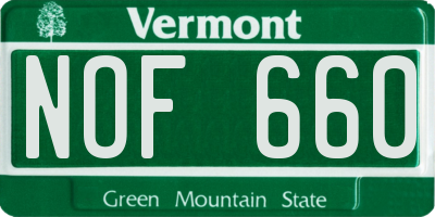 VT license plate NOF660