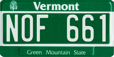 VT license plate NOF661