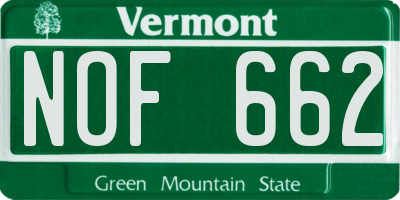 VT license plate NOF662