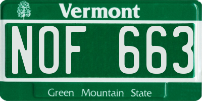 VT license plate NOF663