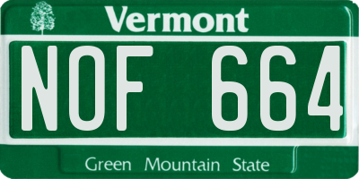 VT license plate NOF664