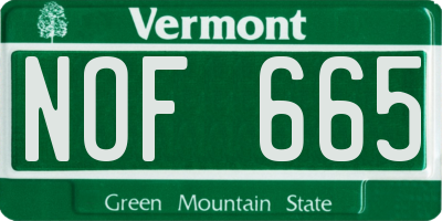 VT license plate NOF665