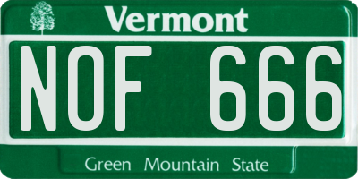 VT license plate NOF666