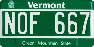 VT license plate NOF667