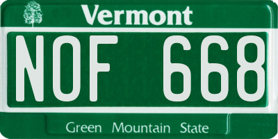 VT license plate NOF668