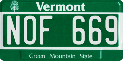 VT license plate NOF669