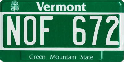 VT license plate NOF672
