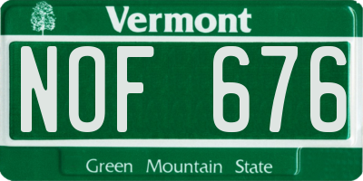 VT license plate NOF676