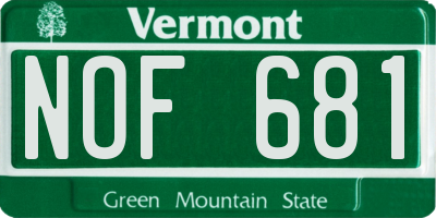 VT license plate NOF681
