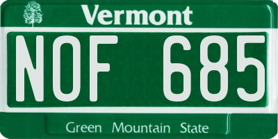 VT license plate NOF685