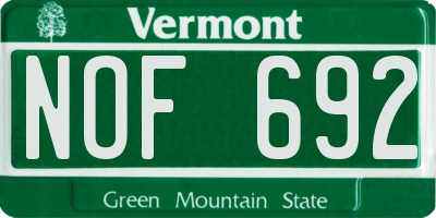 VT license plate NOF692