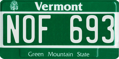 VT license plate NOF693