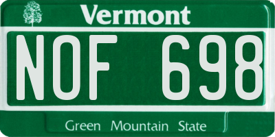 VT license plate NOF698
