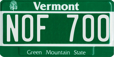 VT license plate NOF700
