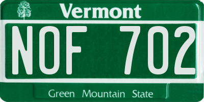 VT license plate NOF702