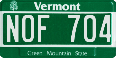 VT license plate NOF704