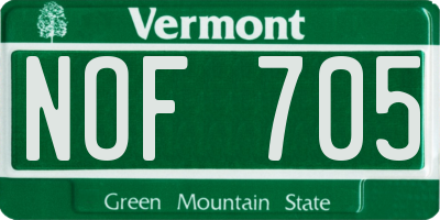 VT license plate NOF705
