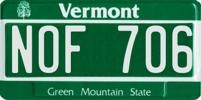VT license plate NOF706