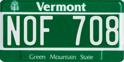 VT license plate NOF708