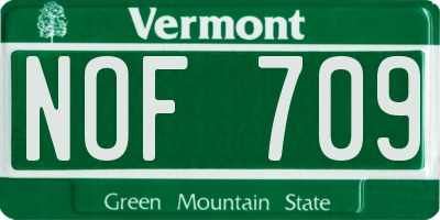 VT license plate NOF709