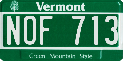 VT license plate NOF713