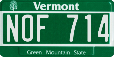 VT license plate NOF714
