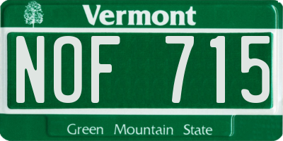 VT license plate NOF715
